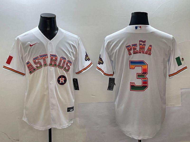 Men Houston Astros #3 Pena White Mexico 2025 Nike MLB Jersey style 7->women mlb jersey->Women Jersey